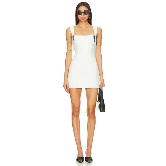 MORE TO COME Cherli Mini Dress White Bow Detail Size Small - Picture 1 of 11